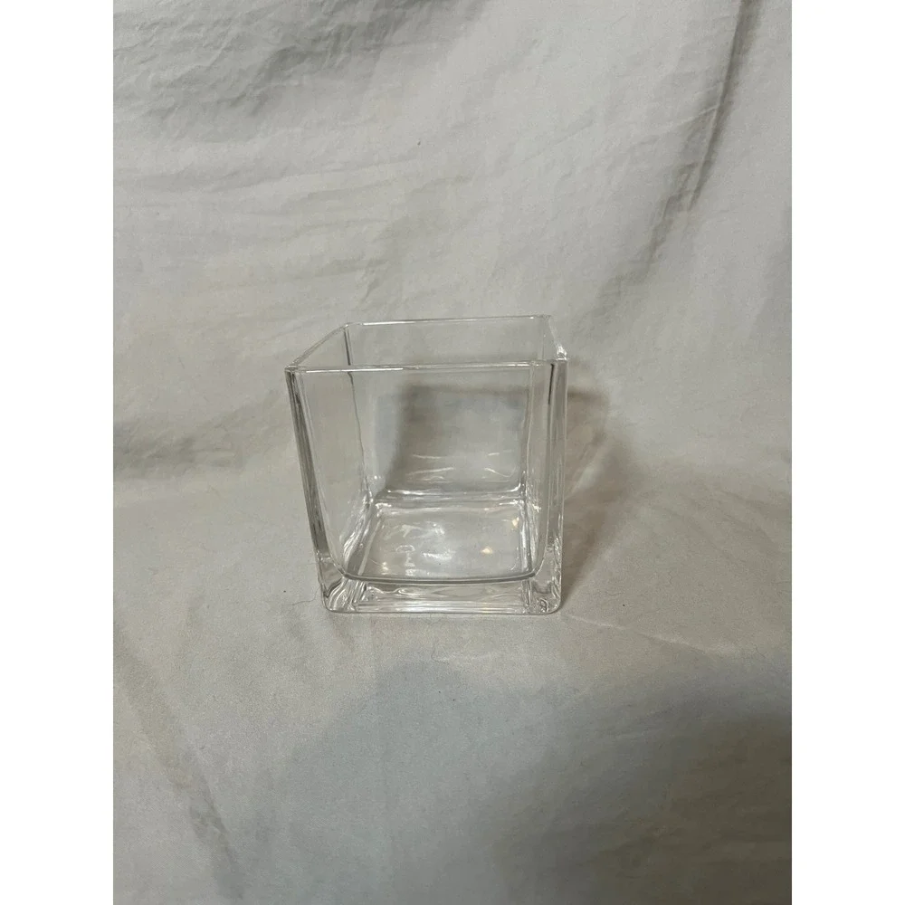 6 Clear Glass Square Cube‎ Vase Modern Minimalist Centerpiece Home Decor 4 Inch
